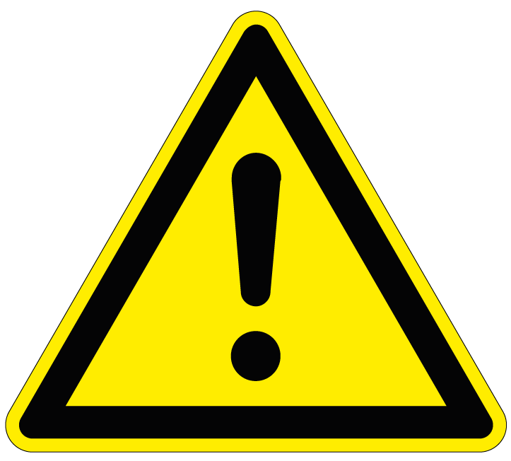 Pictogram algemene waarschuwing, geel zwart, driehoek, iso 7010, w001, uitroepteken